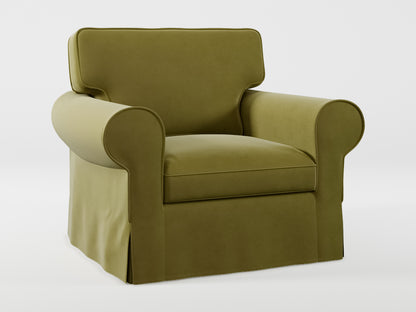 Ikea EKTORP Armchair cover made by Covereo in upholstery named VELVET Olive Dream