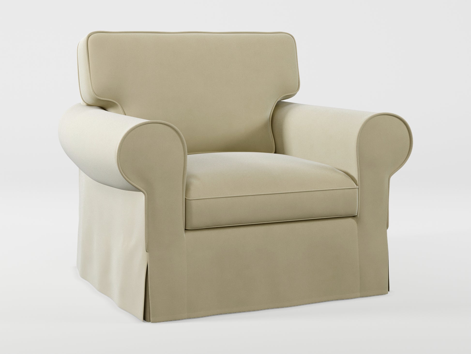 Ikea EKTORP Armchair cover made by Covereo in upholstery named VELVET Pearl Cream