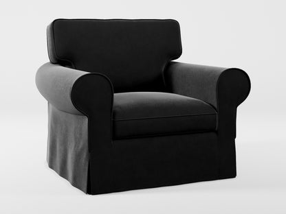 Ikea EKTORP Armchair cover made by Covereo in upholstery named VELVET Shiny Black