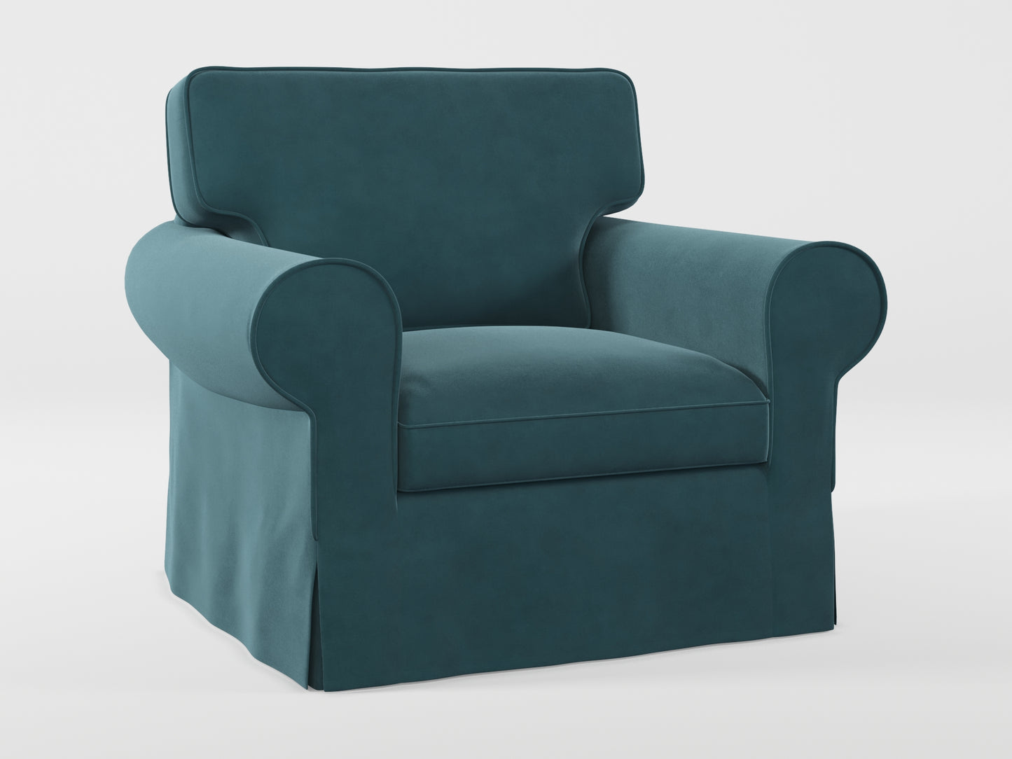 Ikea EKTORP Armchair cover made by Covereo in upholstery named VELVET Smoky Blue