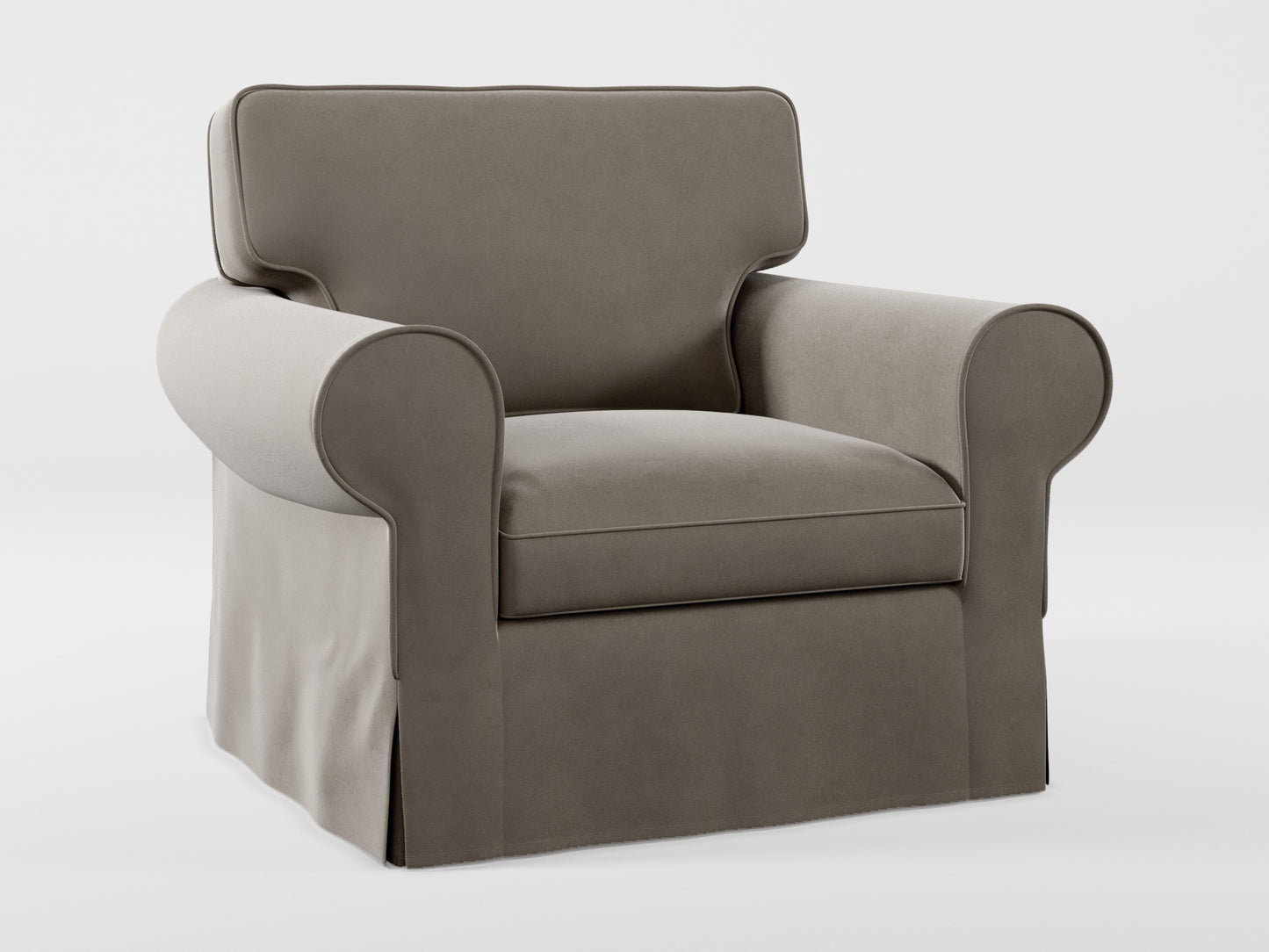 Ikea EKTORP Armchair cover made by Covereo in upholstery named VELVET Warm Grey