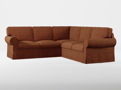 Ikea EKTORP Corner sofa, 4-seat cover made by Covereo in upholstery named COSY Chestnut