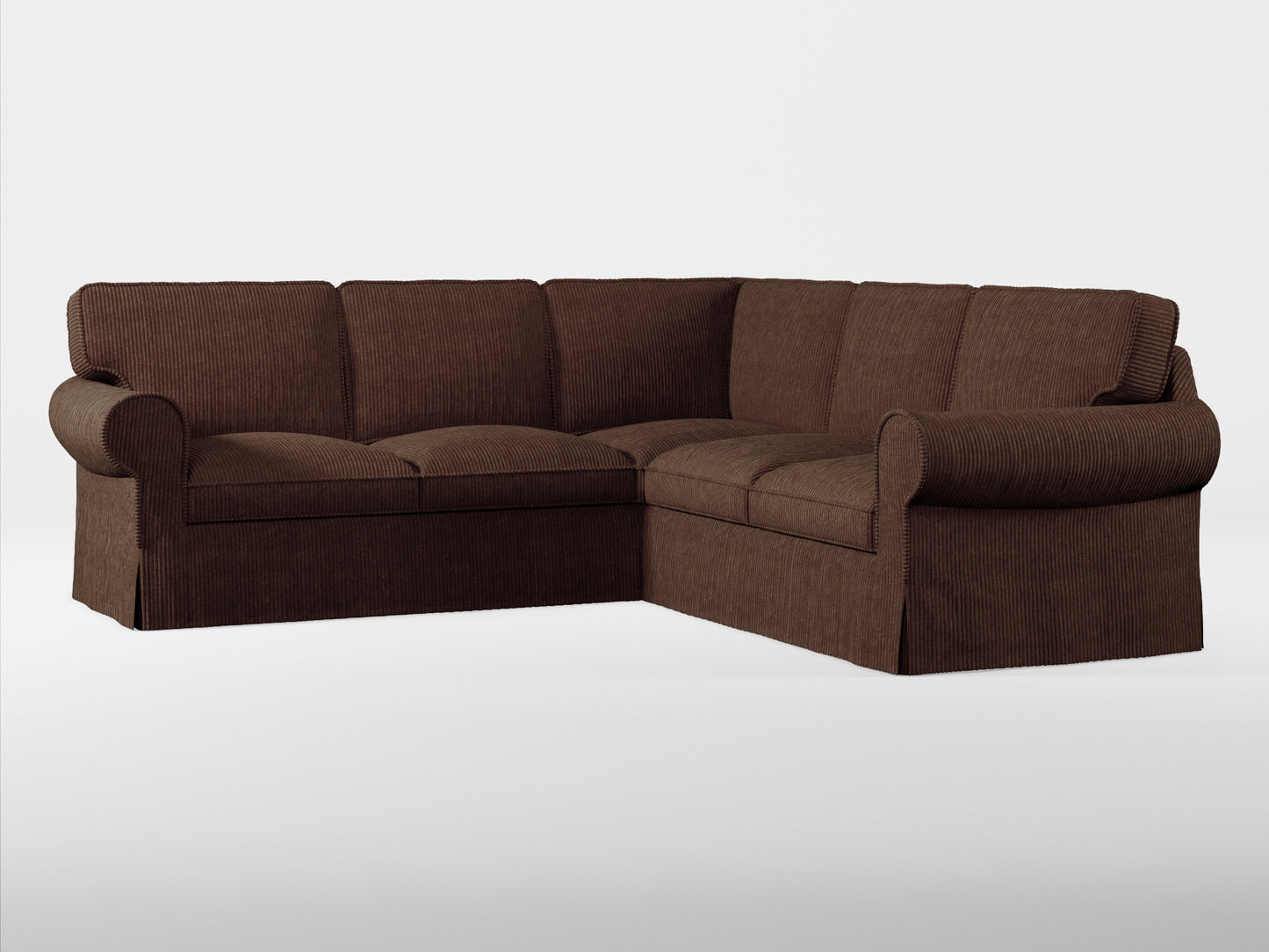 Ikea EKTORP Corner sofa, 4-seat cover made by Covereo in upholstery named COSY Dark Candy