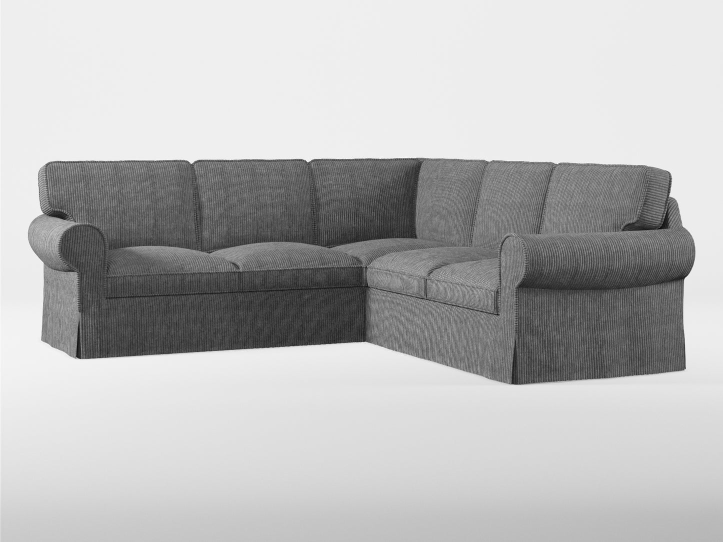 Ikea EKTORP Corner sofa, 4-seat cover made by Covereo in upholstery named COSY Grey Shadow