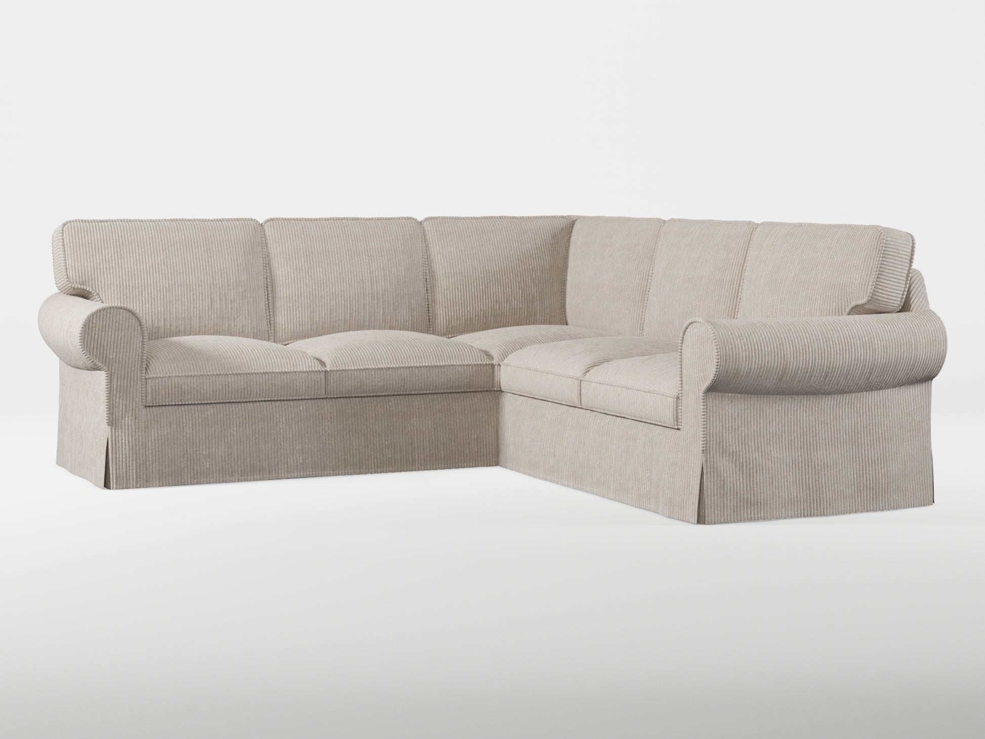 Ikea EKTORP Corner sofa, 4-seat cover made by Covereo in upholstery named COSY Sea Shell