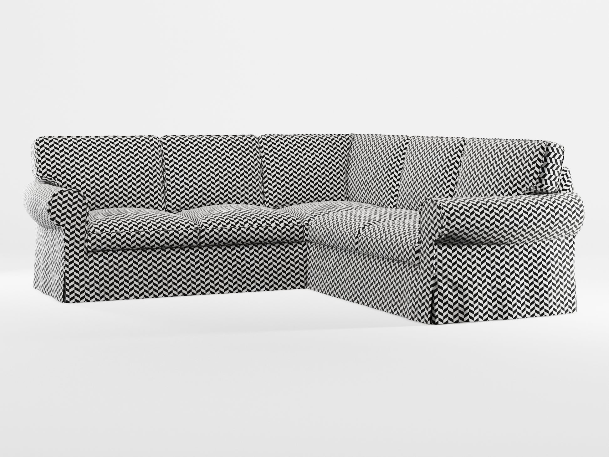 Ikea EKTORP Corner sofa, 4-seat cover made by Covereo in upholstery named HERRINGBONE White