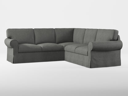 Ikea EKTORP Corner sofa, 4-seat cover made by Covereo in upholstery named MONTANA Dark Grey