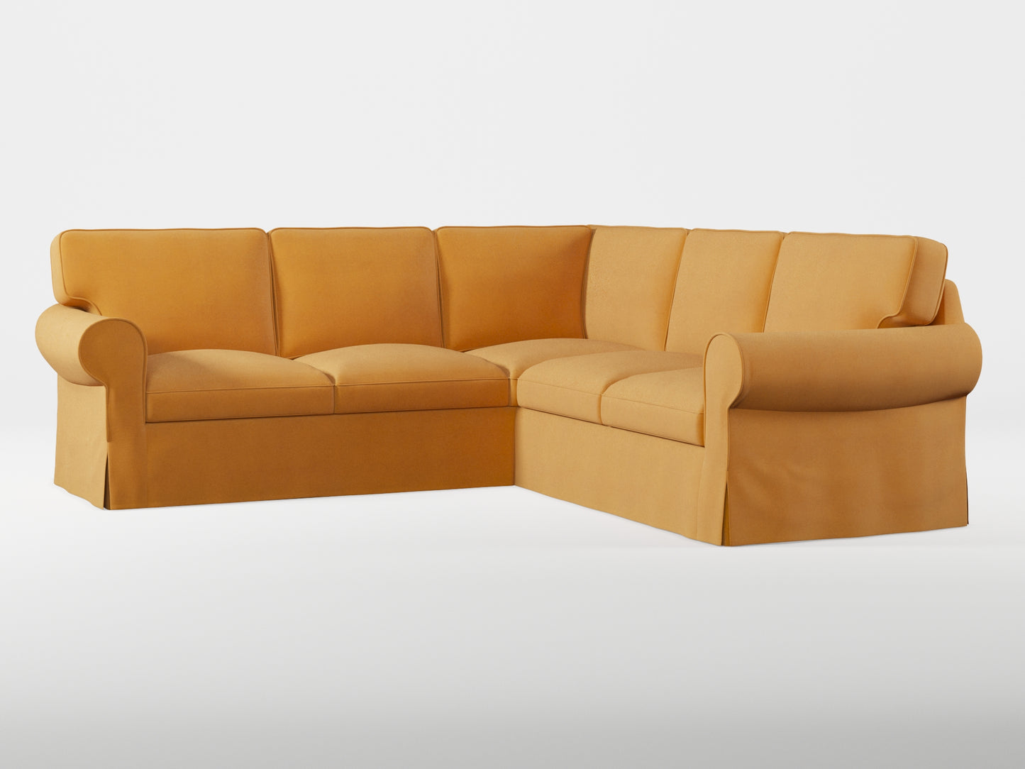 Ikea EKTORP Corner sofa, 4-seat cover made by Covereo in upholstery named OMON Classic Mustard