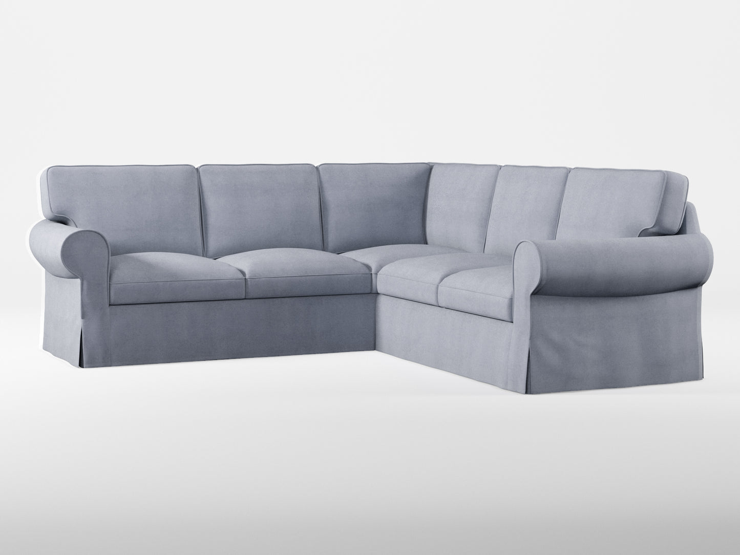 Ikea EKTORP Corner sofa, 4-seat cover made by Covereo in upholstery named OMON Industrial Grey