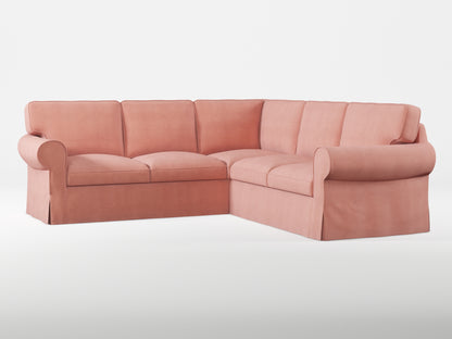 Ikea EKTORP Corner sofa, 4-seat cover made by Covereo in upholstery named OMON Powder Rose