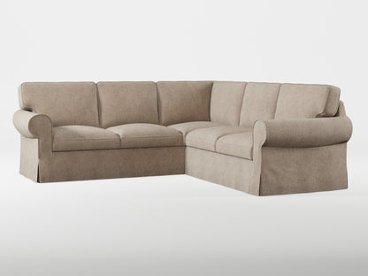 Ikea EKTORP Corner sofa, 4-seat cover made by Covereo in upholstery named MONTANA Gravel Beige