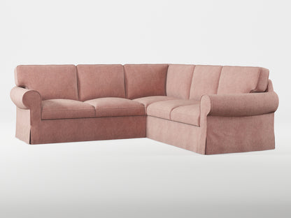 Ikea EKTORP Corner sofa, 4-seat cover made by Covereo in upholstery named MONTANA Pink Stone