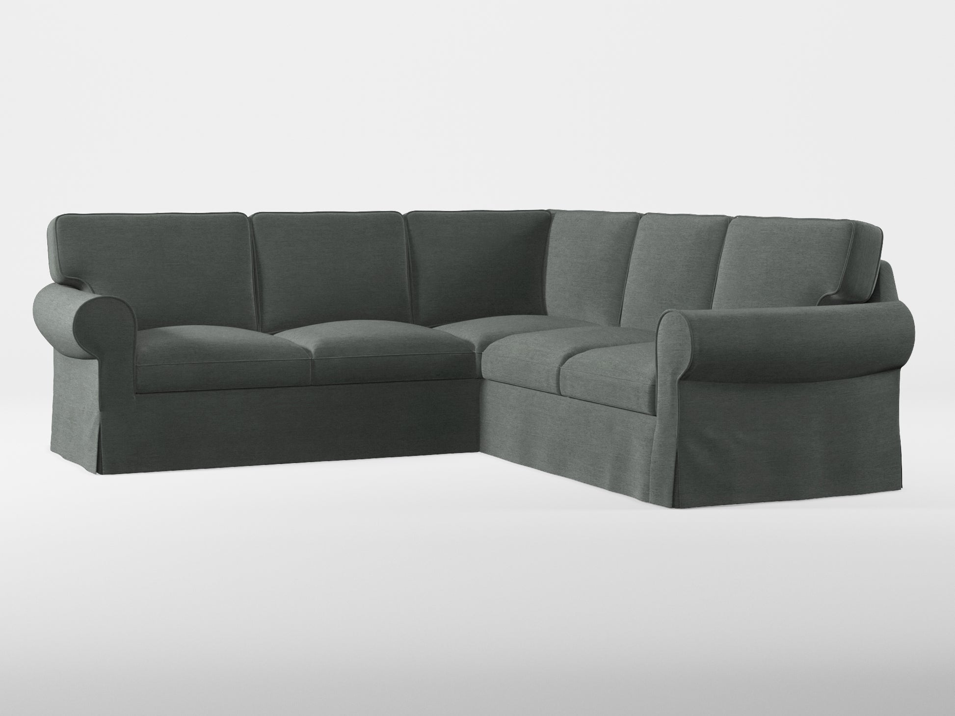 Ikea EKTORP Corner sofa, 4-seat cover made by Covereo in upholstery named PECADLY Evening Grey