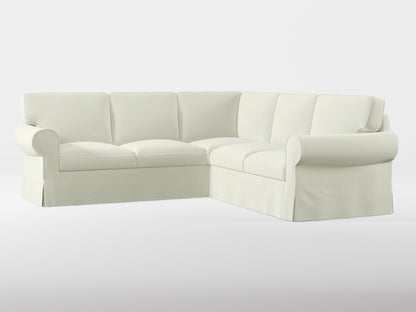 Ikea EKTORP Corner sofa, 4-seat cover made by Covereo in upholstery named PECADLY Ivory Touch