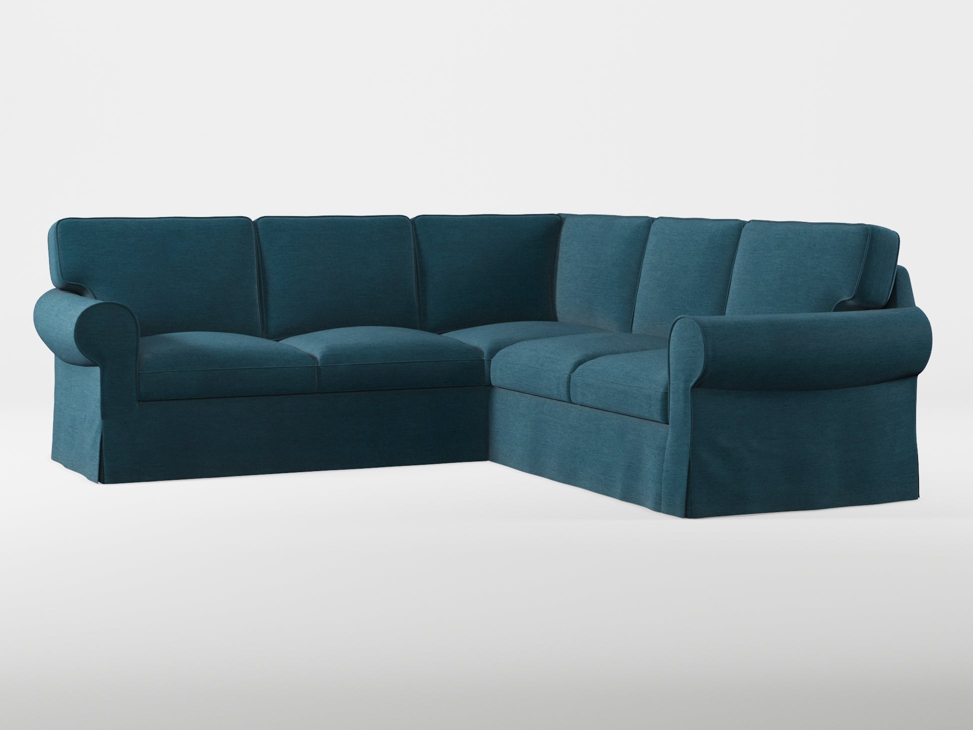 Ikea EKTORP Corner sofa, 4-seat cover made by Covereo in upholstery named PECADLY Ocean Blue