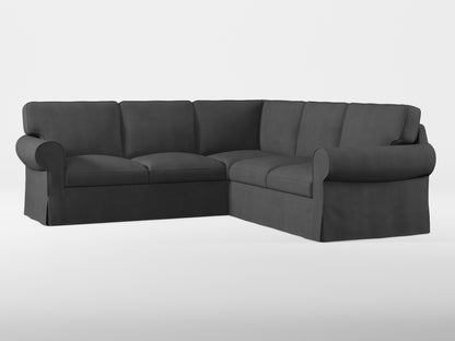 Ikea EKTORP Corner sofa, 4-seat cover made by Covereo in upholstery named TUNSO Grey Three