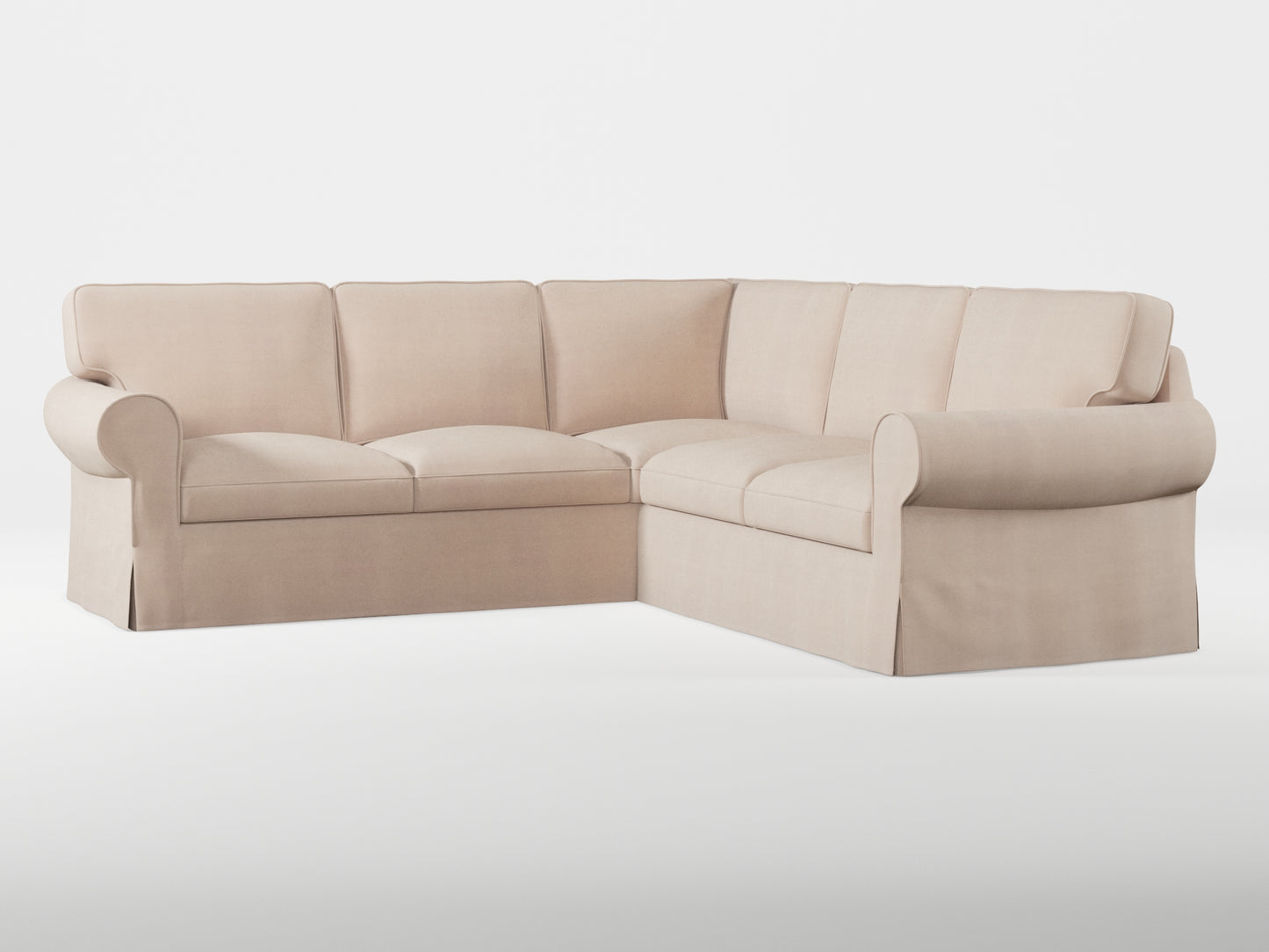 Ikea EKTORP Corner sofa, 4-seat cover made by Covereo in upholstery named TUNSO Nude Four