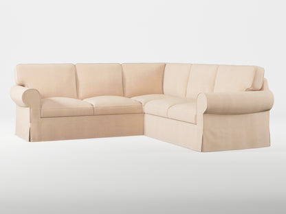 Ikea EKTORP Corner sofa, 4-seat cover made by Covereo in upholstery named TUNSO Nude Three