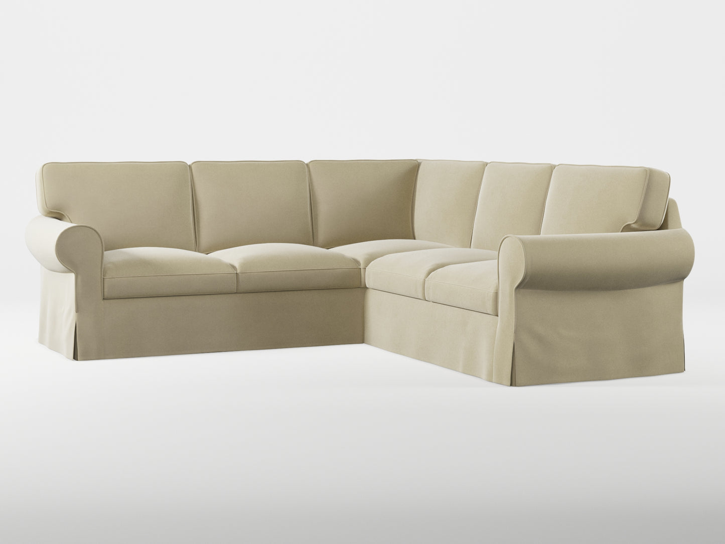 Ikea EKTORP Corner sofa, 4-seat cover made by Covereo in upholstery named VELVET Ashen Beige