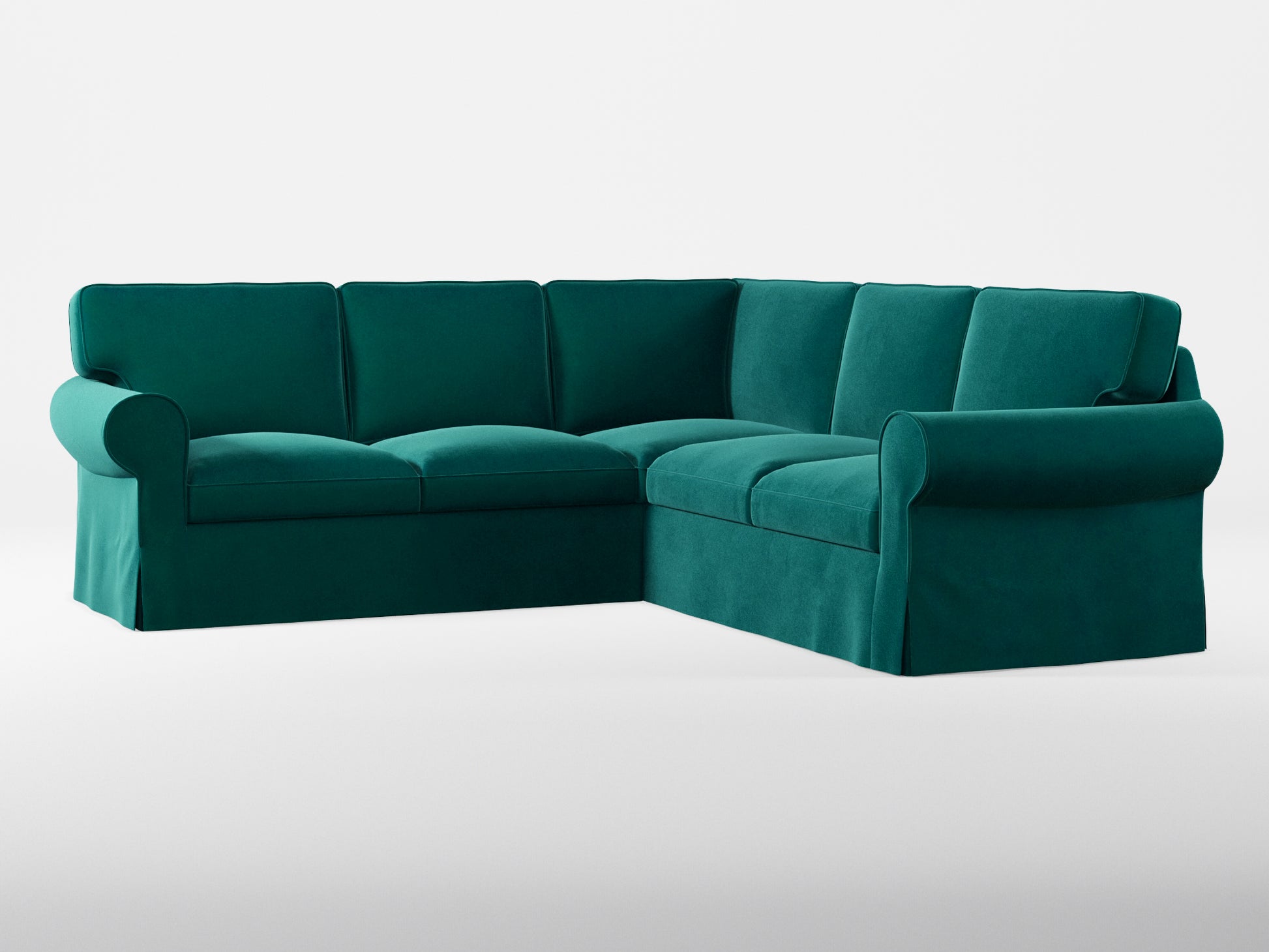 Ikea EKTORP Corner sofa, 4-seat cover made by Covereo in upholstery named VELVET Dark Teal