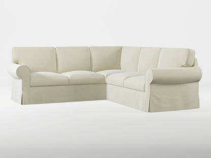 Ikea EKTORP Corner sofa, 4-seat cover made by Covereo in upholstery named VELVET Frosty Morning