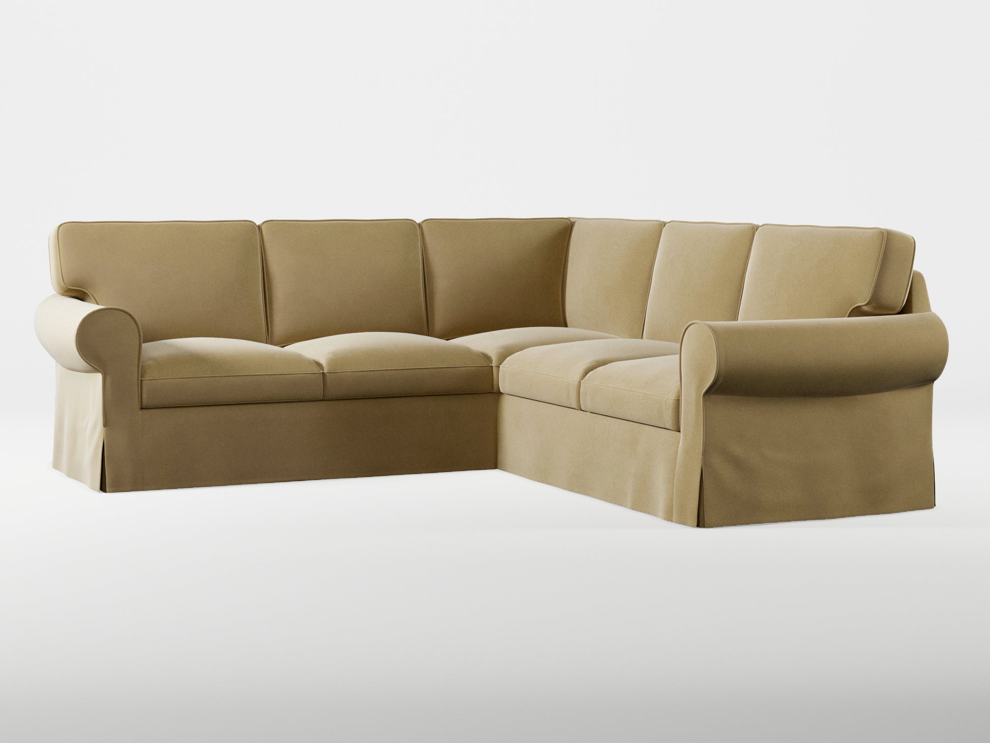 Ikea EKTORP Corner sofa, 4-seat cover made by Covereo in upholstery named VELVET Golden Hour