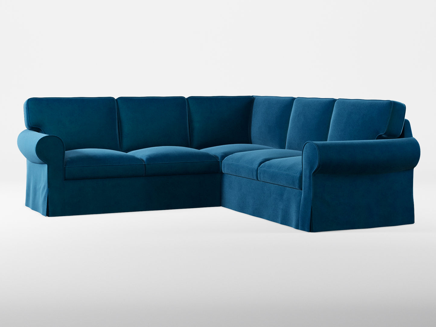 Ikea EKTORP Corner sofa, 4-seat cover made by Covereo in upholstery named VELVET In the Navy