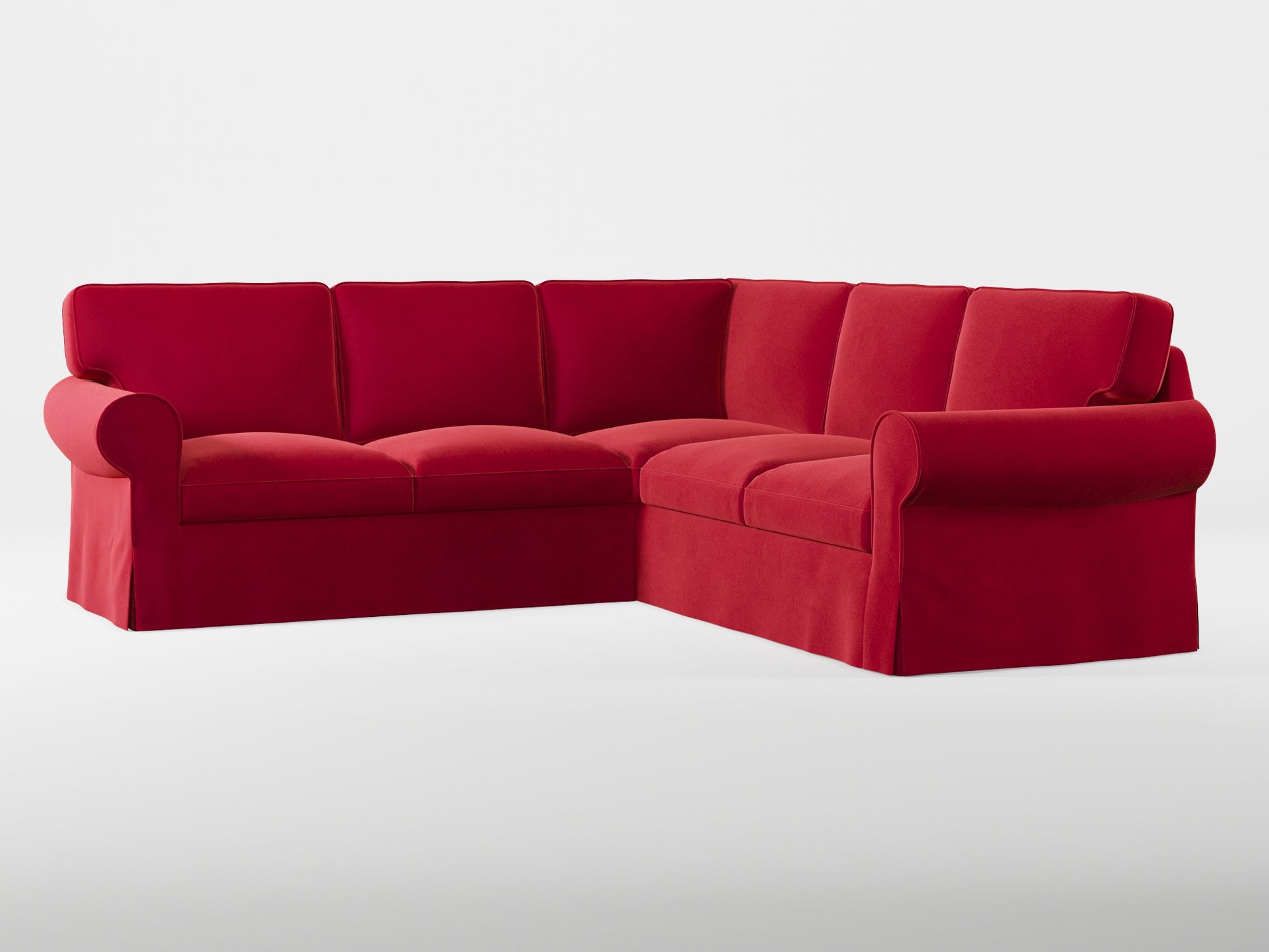 Ikea EKTORP Corner sofa, 4-seat cover made by Covereo in upholstery named VELVET Intense Red