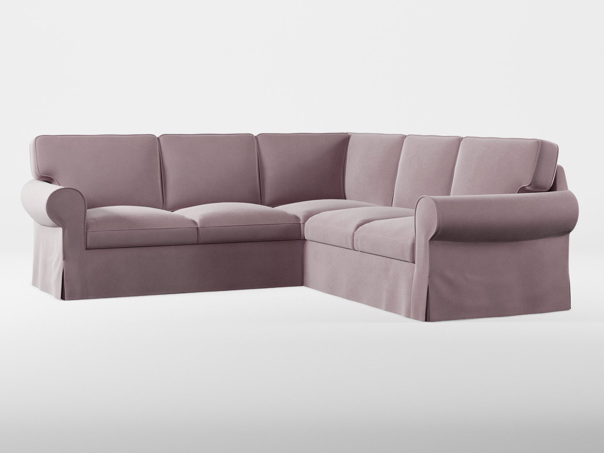 Ikea EKTORP Corner sofa, 4-seat cover made by Covereo in upholstery named VELVET Peaceful Lily