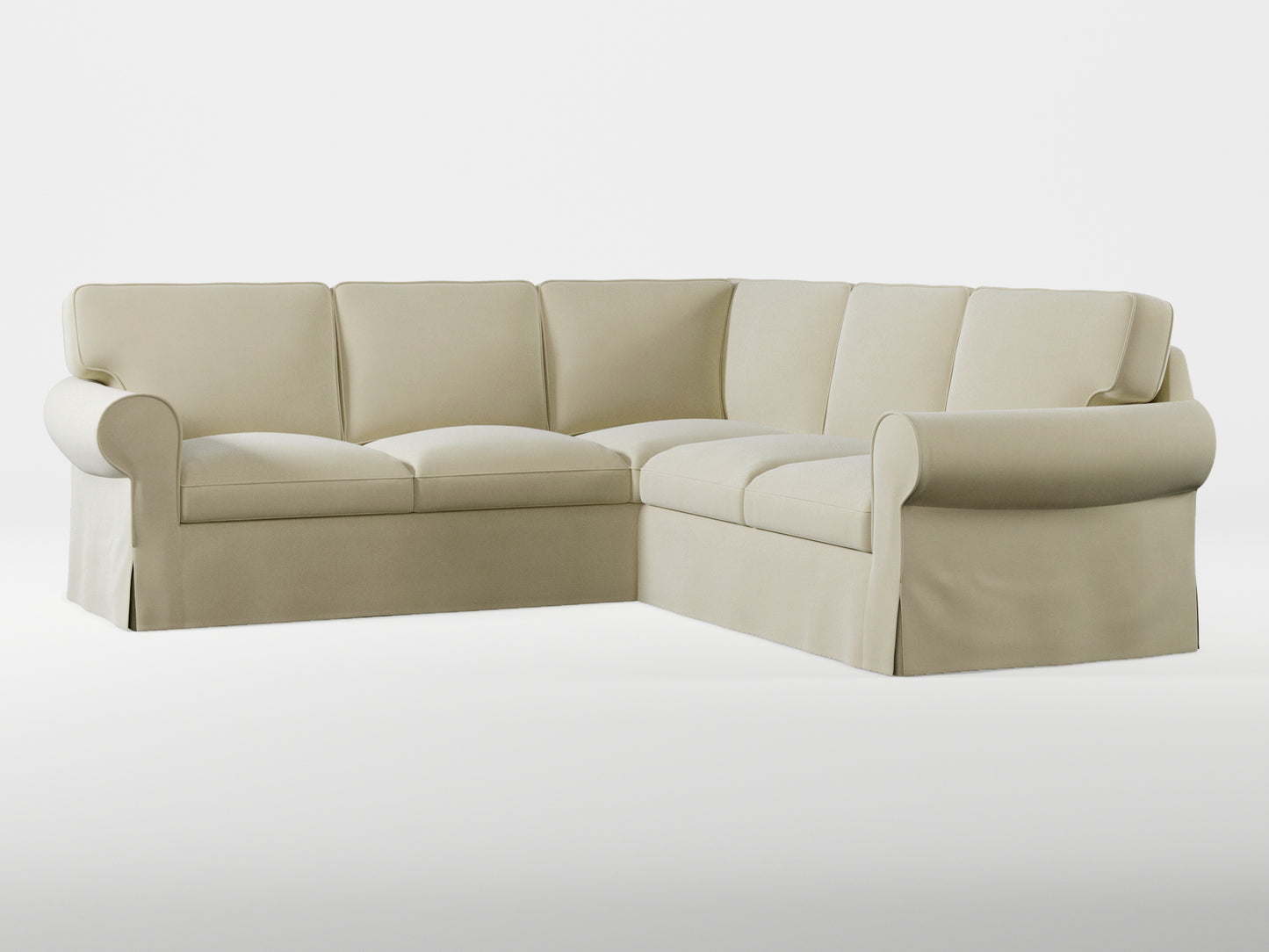 Ikea EKTORP Corner sofa, 4-seat cover made by Covereo in upholstery named VELVET Pearl Cream