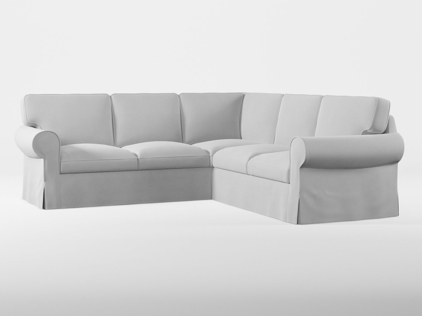 Ikea EKTORP Corner sofa, 4-seat cover made by Covereo in upholstery named VELVET Queen of Ice