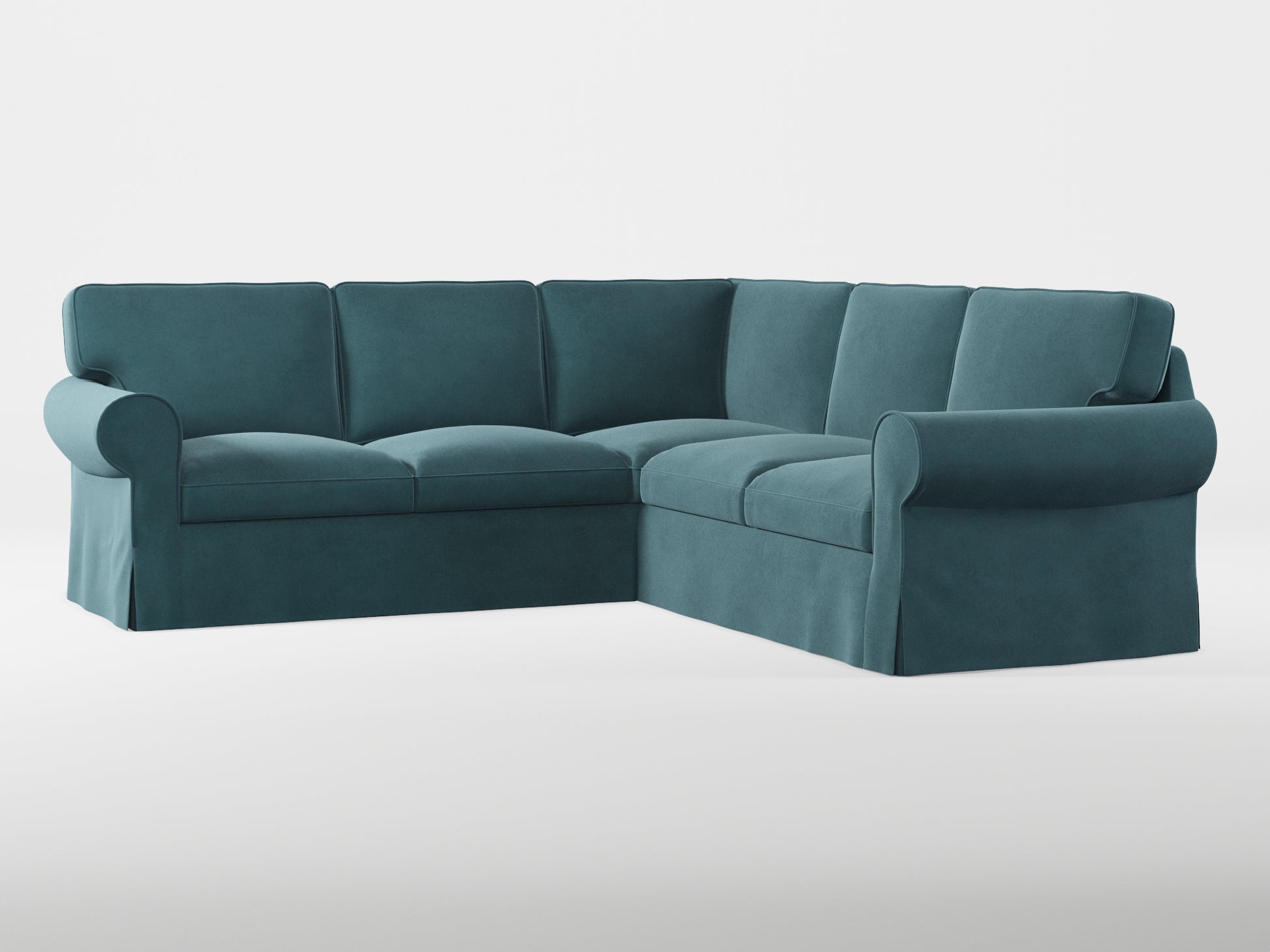 Ikea EKTORP Corner sofa, 4-seat cover made by Covereo in upholstery named VELVET Smoky Blue