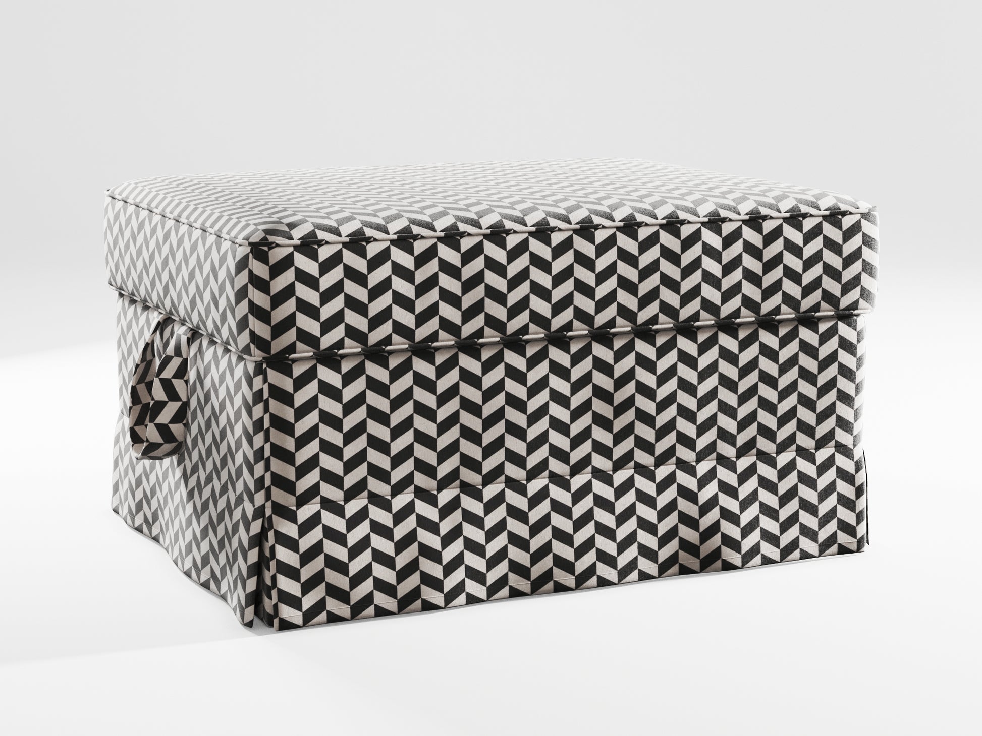 Ikea EKTORP Footstool cover made by Covereo in upholstery named HERRINGBONE Silver