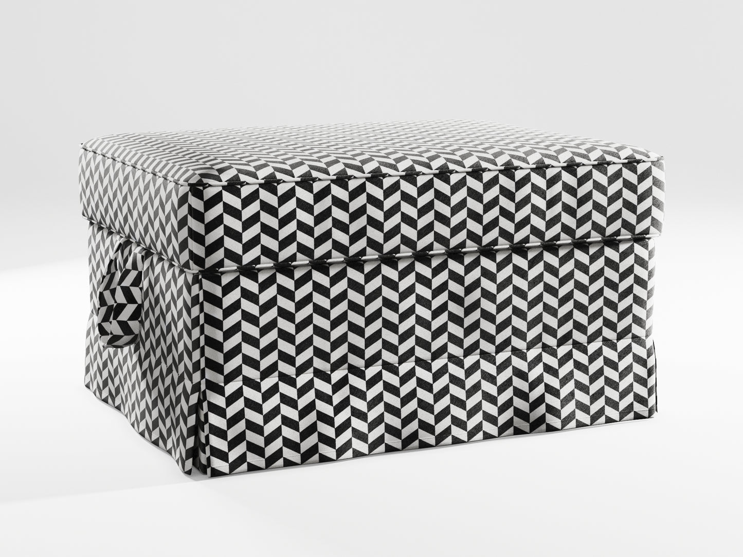 Ikea EKTORP Footstool cover made by Covereo in upholstery named HERRINGBONE White