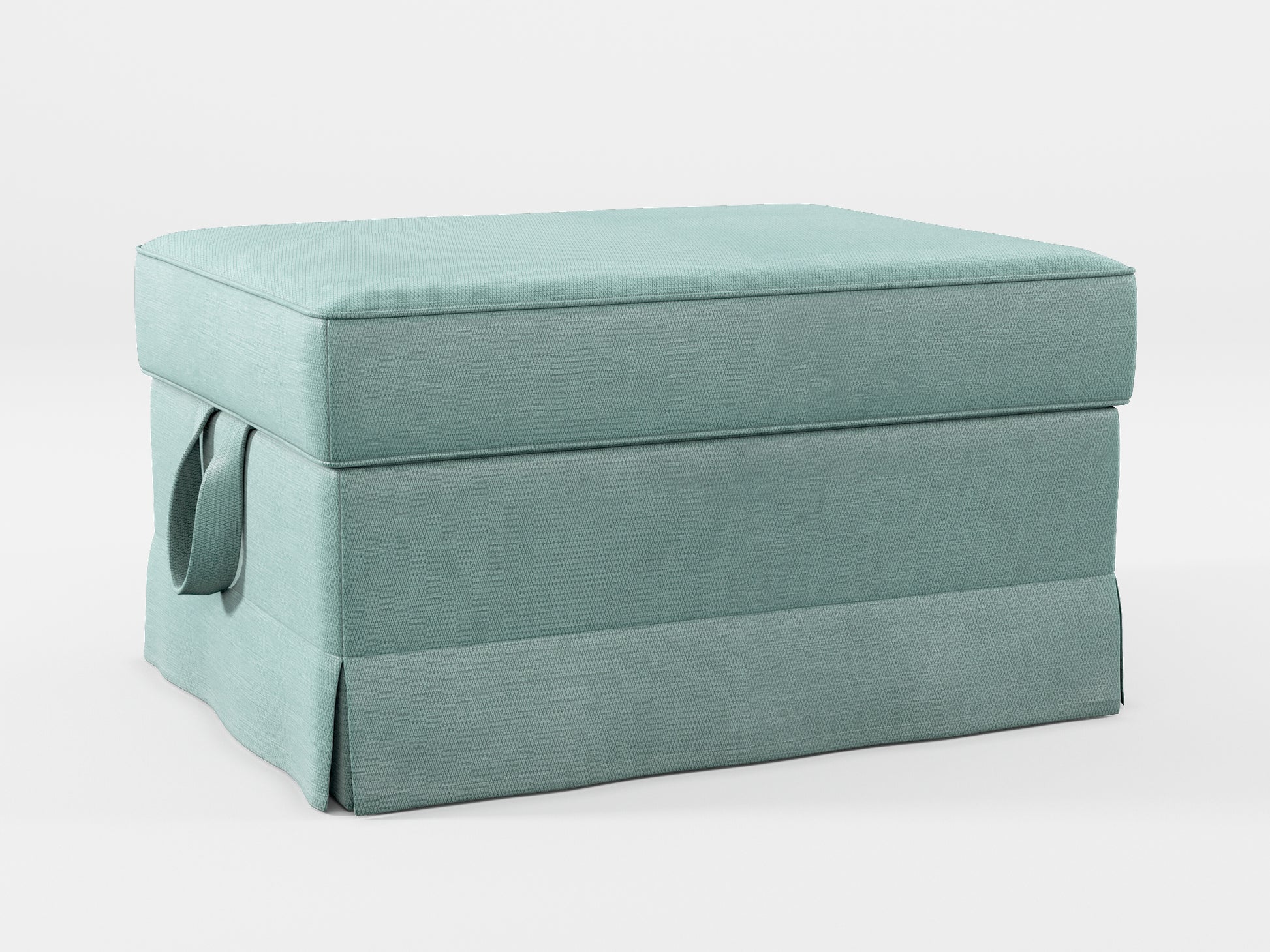 Ikea EKTORP Footstool cover made by Covereo in upholstery named PECADLY Misty Blue