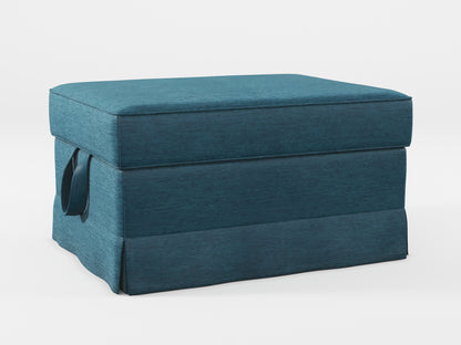 Ikea EKTORP Footstool cover made by Covereo in upholstery named PECADLY Ocean Blue