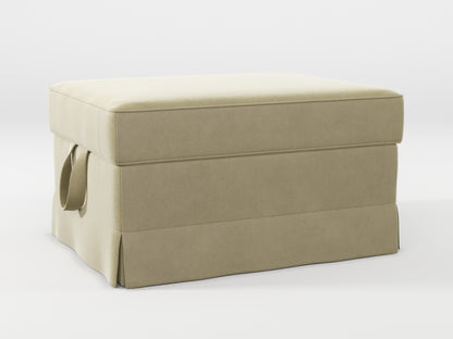 Ikea EKTORP Footstool cover made by Covereo in upholstery named VELVET Ashen Beige