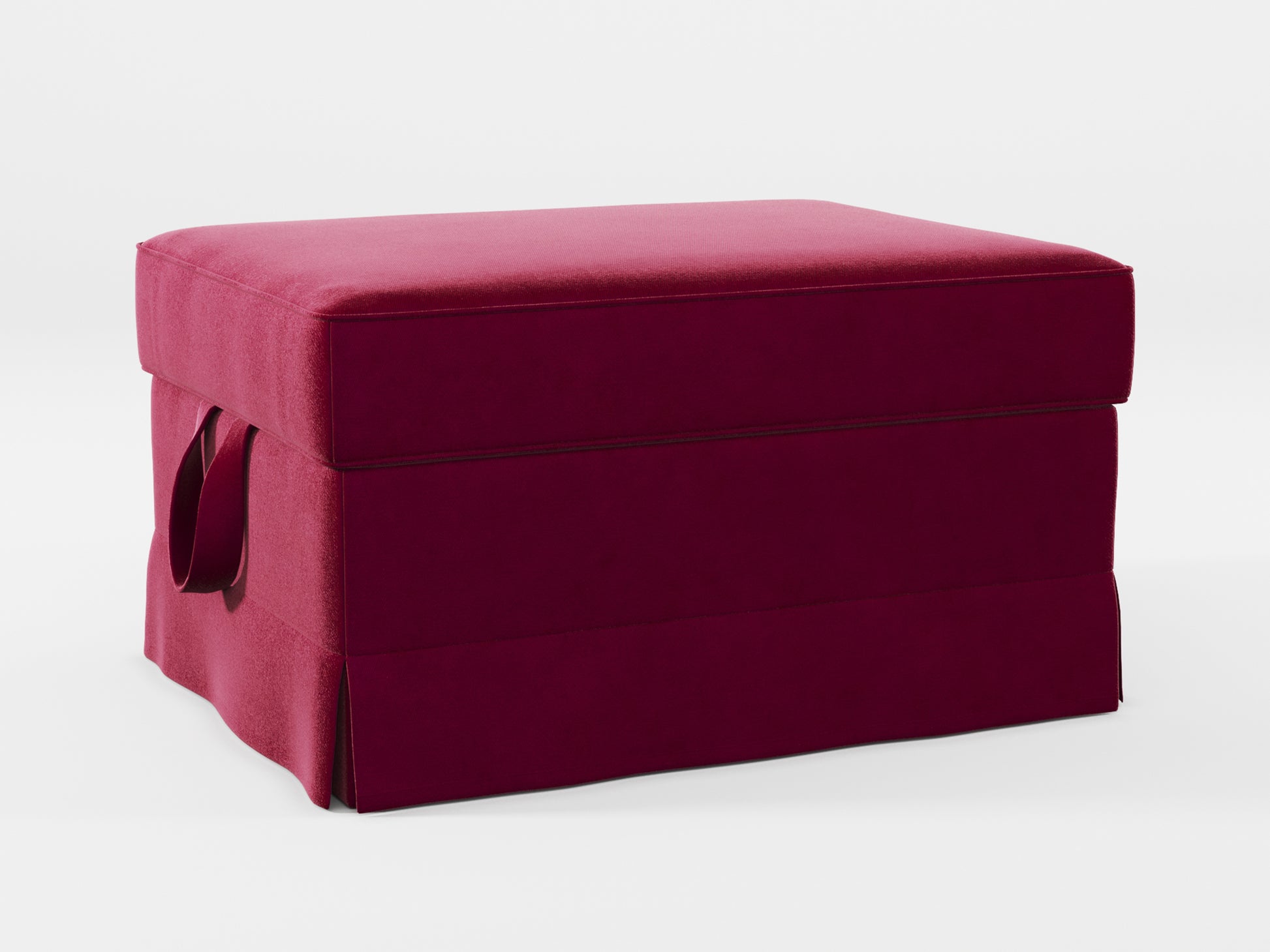 Ikea EKTORP Footstool cover made by Covereo in upholstery named VELVET Beetroot Cocktail