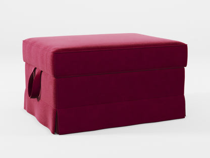 Ikea EKTORP Footstool cover made by Covereo in upholstery named VELVET Beetroot Cocktail