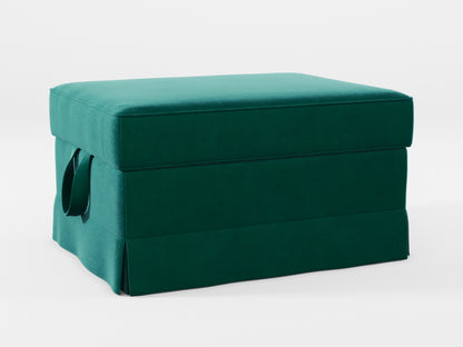 Ikea EKTORP Footstool cover made by Covereo in upholstery named VELVET Dark Teal