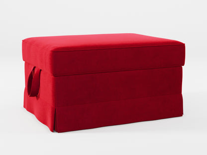 Ikea EKTORP Footstool cover made by Covereo in upholstery named VELVET Intense Red