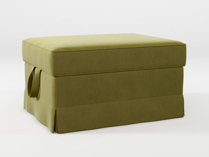 Ikea EKTORP Footstool cover made by Covereo in upholstery named VELVET Olive dream