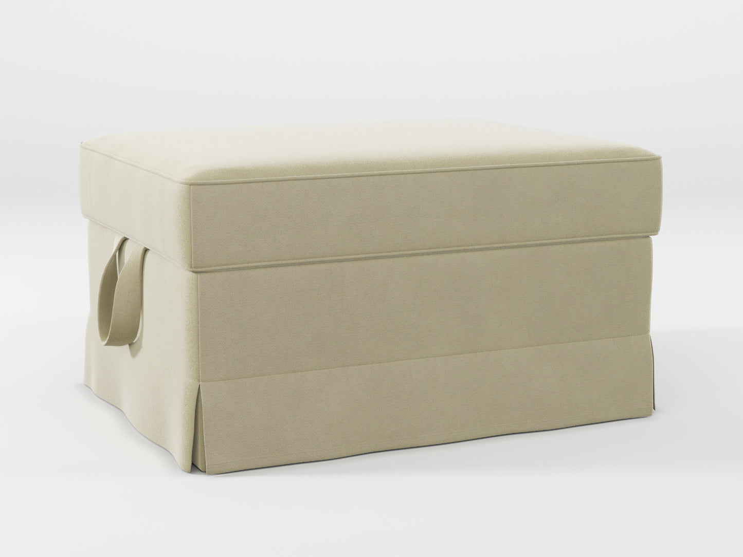 Ikea EKTORP Footstool cover made by Covereo in upholstery named VELVET Pearl Cream