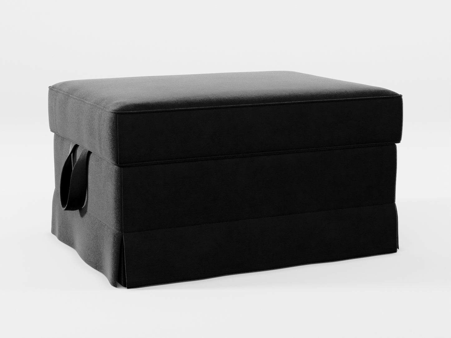 Ikea EKTORP Footstool cover made by Covereo in upholstery named VELVET Shiny Black