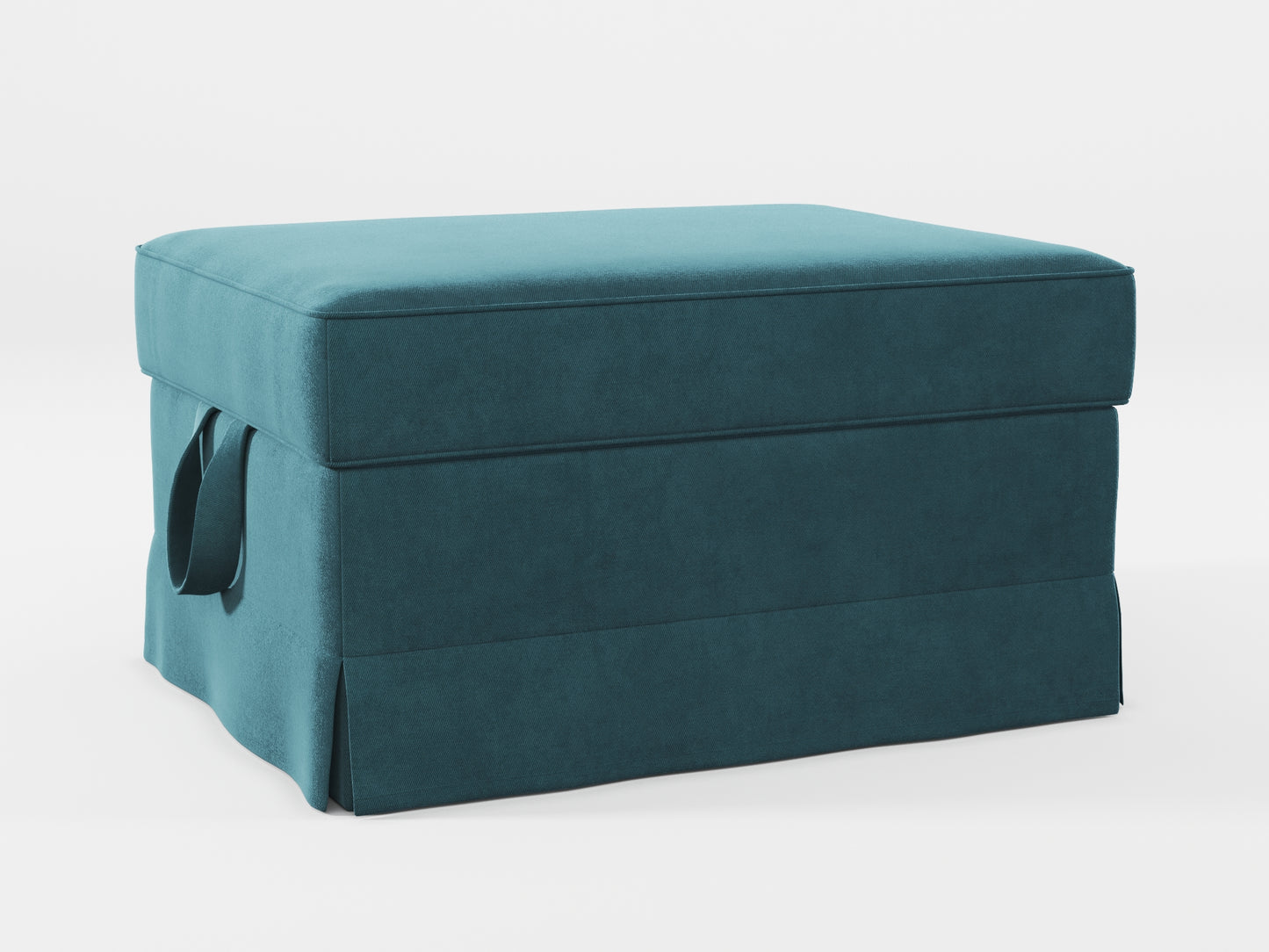 Ikea EKTORP Footstool cover made by Covereo in upholstery named VELVET Smoky Blue