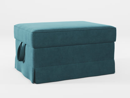 Ikea EKTORP Footstool cover made by Covereo in upholstery named VELVET Smoky Blue