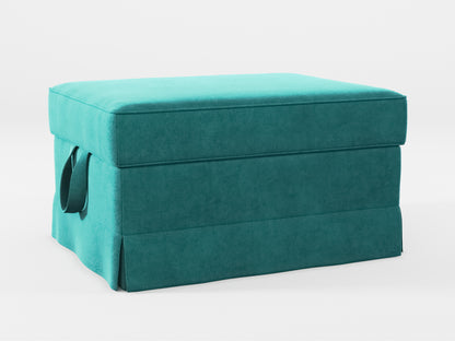 Ikea EKTORP Footstool cover made by Covereo in upholstery named VELVET Turquoise Twist