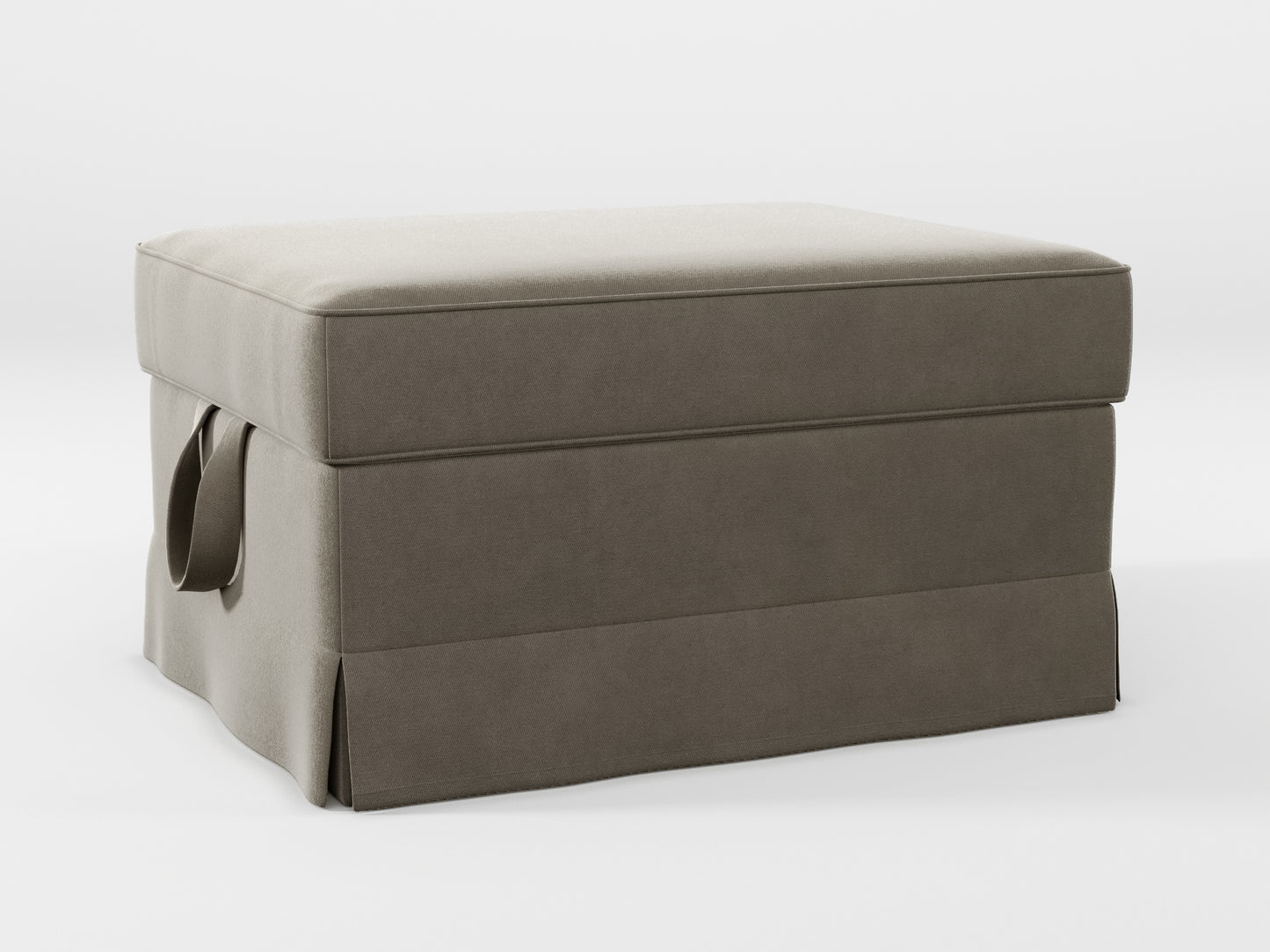 Ikea EKTORP Footstool cover made by Covereo in upholstery named VELVET Warm Grey