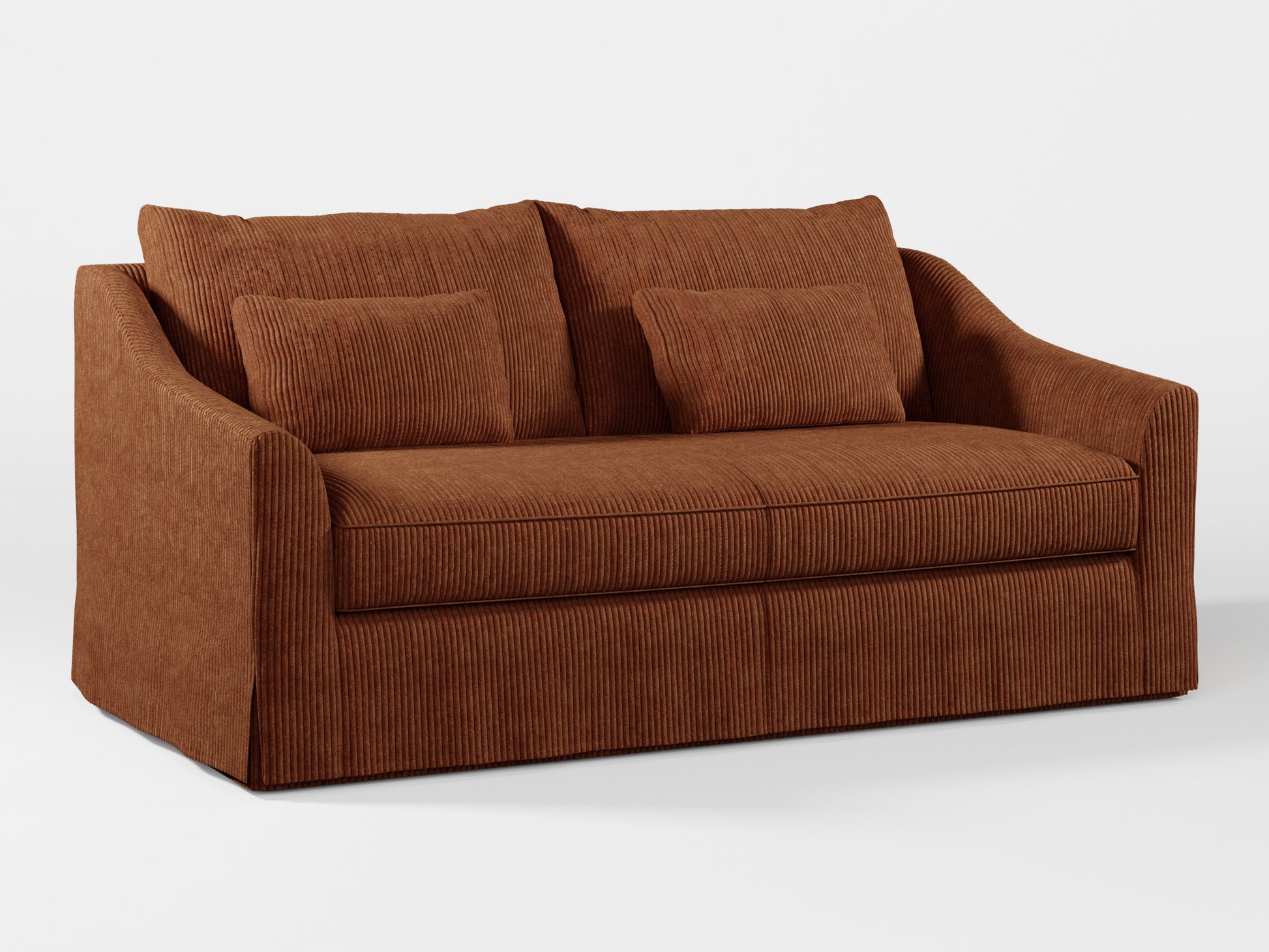 Ikea FARLOV 2-seat sofa cover (with pillows covers) made by Covereo in upholstery named COSY Chestnut