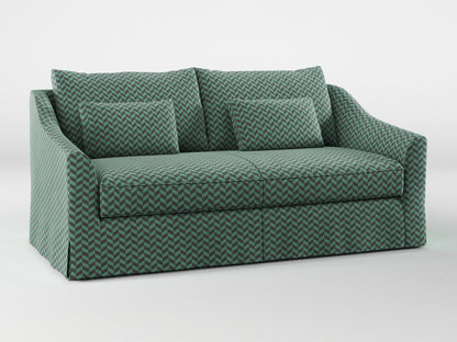 Ikea FARLOV 2-seat sofa cover (with pillows covers) made by Covereo in upholstery named HERRINGBONE Green